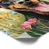 ワイルドフラワーのハッピードバーマン – 水彩犬の芸術 ポスター (角)