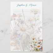 ワイルドフラワーのパーソナライズされた罫線入りの便箋 便箋 (正面)