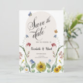 ワイルドフラワーのヒマワリ蝶の日付を保存 セーブザデート (スタンド正面)