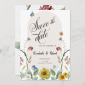 ワイルドフラワーのヒマワリ蝶の日付を保存 セーブザデート (正面/裏面)