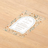 ワイルドフラワーのビンテージ結婚式 アクリル招待状 (レイダウン)