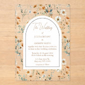 ワイルドフラワーのビンテージ結婚式 アクリル招待状 (正面)