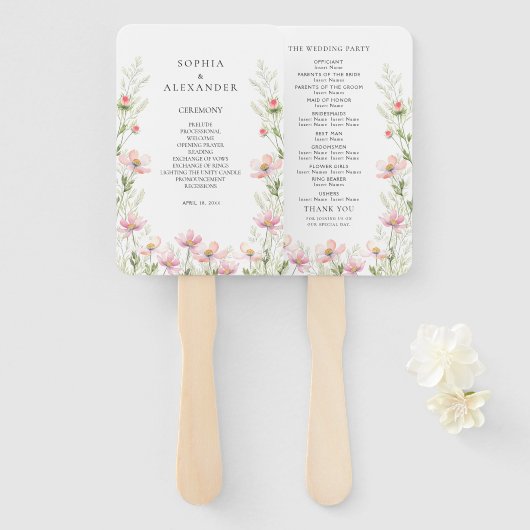 ワイルドフラワーのファン結婚のセット。 ハンドファン (正面&裏面)