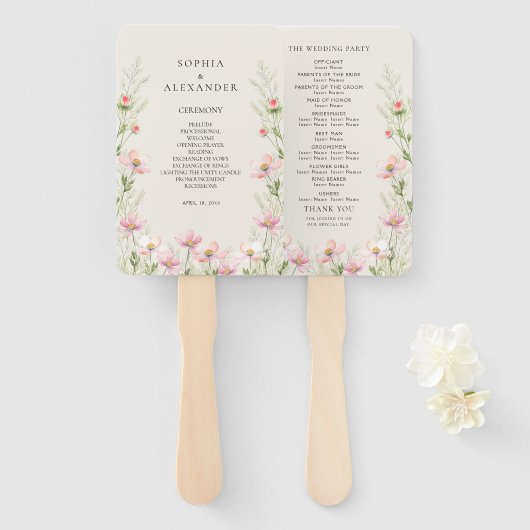 ワイルドフラワーのファン結婚のセット。 ハンドファン (正面&裏面)