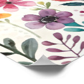 ワイルドフラワーのフローラお洒落パターン ポスター (角)