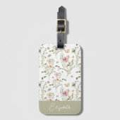 ワイルドフラワーのフローラパーソナライズされた名 ラゲッジタグ (正面縦)