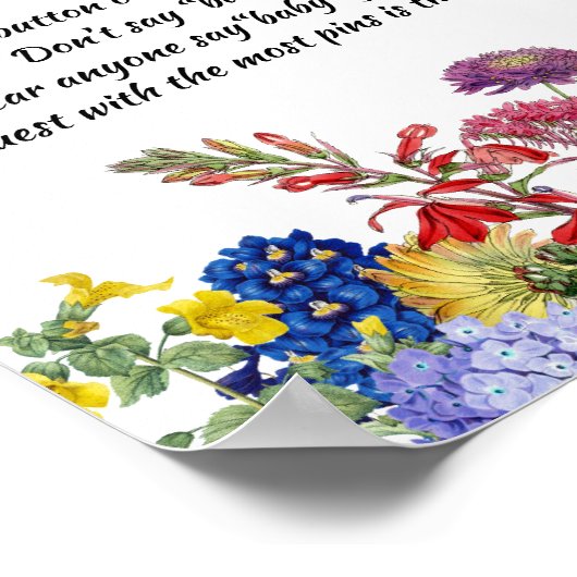 ワイルドフラワーのフローラ赤ちゃんシャワーゲーム言わないベビー ポスター (角)