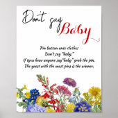 ワイルドフラワーのフローラ赤ちゃんシャワーゲーム言わないベビー ポスター (正面)