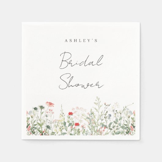 ワイルドフラワーのブライズシャワー スタンダードカクテルナプキン (正面)