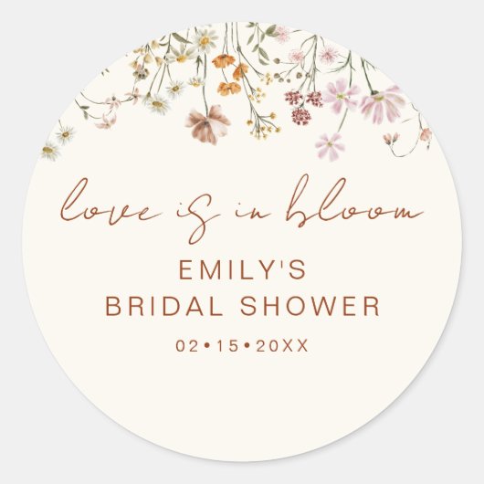 ワイルドフラワーのブライズシャワー 愛が咲き誇る ラウンドシール (正面)