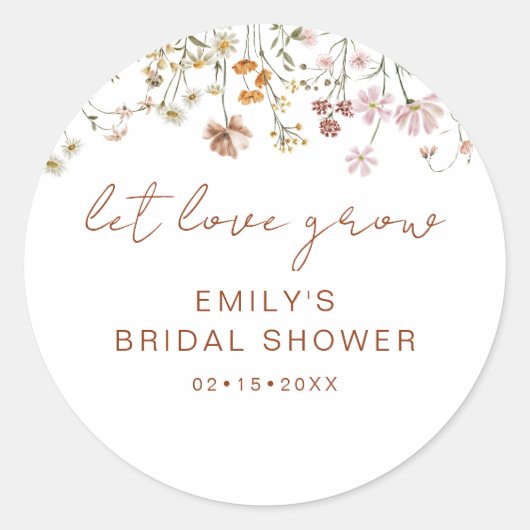 ワイルドフラワーのブライズシャワー 愛を育てよう ラウンドシール (正面)
