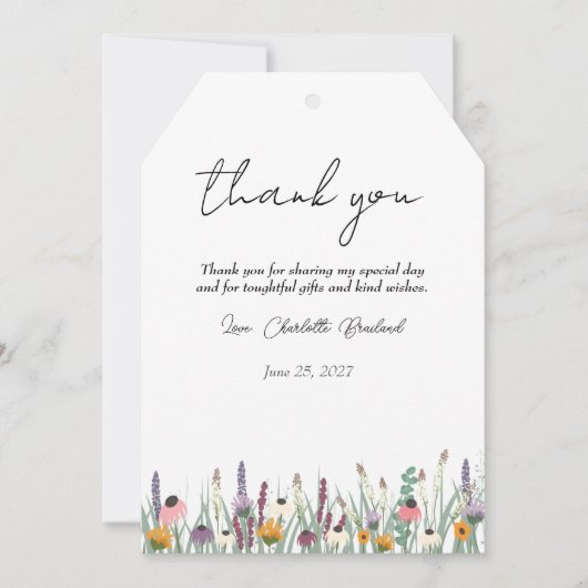 ワイルドフラワーのブライダルシャワーのお礼 サンキューカード (正面)
