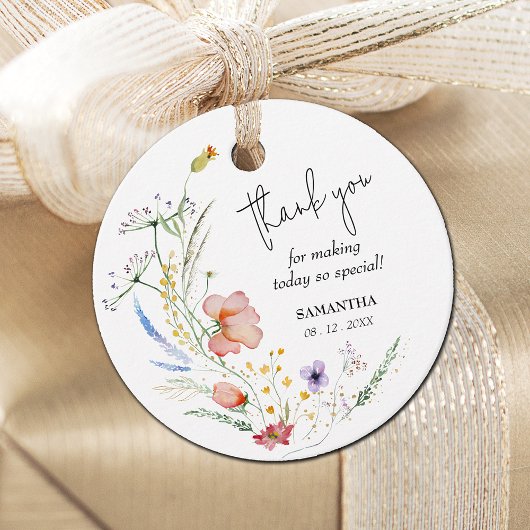 ワイルドフラワーのブライダルシャワーのお礼 フェイバータグ