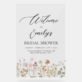 ワイルドフラワーのブライダルシャワーのウェルカムサイン 開花 アクリルサイン (正面)