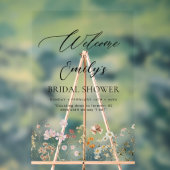 ワイルドフラワーのブライダルシャワーのウェルカムサイン 開花 アクリルサイン (ニュートラル)