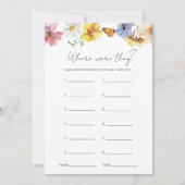 ワイルドフラワーのブライダルシャワーのゲームカード 招待状 (正面)