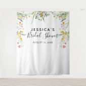 ワイルドフラワーのブライダルシャワーの背景 フォトブース タペストリー (正面)