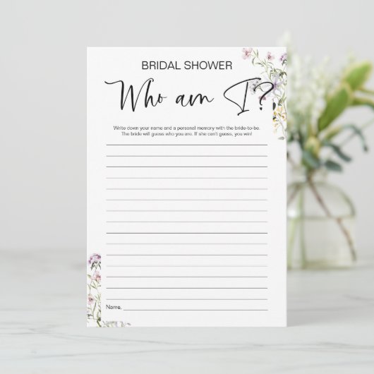 ワイルドフラワーのブライダルシャワーゲーム 招待状 (スタンド正面)