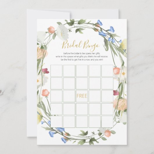 ワイルドフラワーのブライダルシャワービンゴゲーム シーズンカード (正面)
