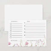 ワイルドフラワーのブライダルシャワーレシピのリクエスト エンクロージャーカード (正面/裏面)