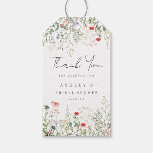 ワイルドフラワーのブライダルシャワー ギフトタグ (正面)