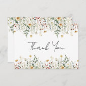 ワイルドフラワーのブライダルシャワー サンキューカード (正面/裏面)
