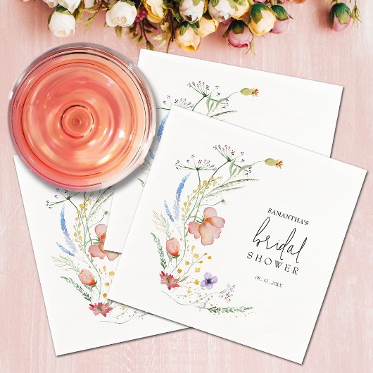 ワイルドフラワーのブライダルシャワー スタンダードカクテルナプキン