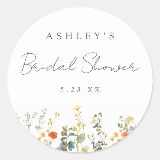 ワイルドフラワーのブライダルシャワー ラウンドシール (正面)