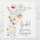 ワイルドフラワーのブライダルシャワー ワインラベル (シングルラベル)