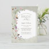 ワイルドフラワーのブライダルシャワー Rustic Bride to Bee 招待状 (スタンド正面)
