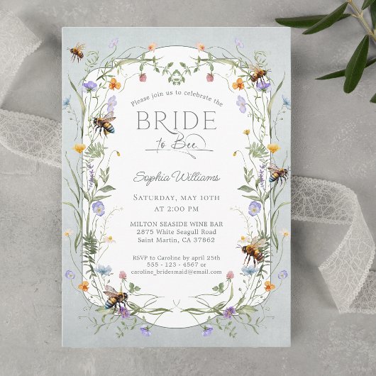 ワイルドフラワーのブライダルシャワー Rustic Bride to Bee 招待状