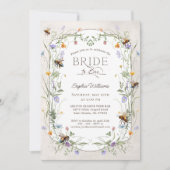ワイルドフラワーのブライダルシャワー Rustic Bride to Bee 招待状 (正面)