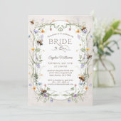 ワイルドフラワーのブライダルシャワー Rustic Bride to Bee 招待状 (スタンド正面)