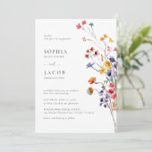 ワイルドフラワーのブーケ ハッピー カラフル モダン ウェディング 招待状 (スタンド正面)