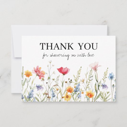 ワイルドフラワーのベイビーシャワーの感謝カード サンキューカード (正面)
