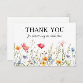 ワイルドフラワーのベイビーシャワーの感謝カード サンキューカード (正面/裏面)