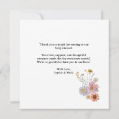 ワイルドフラワーのベビーで開花の赤ちゃんシャワー サンキューカード (裏面)