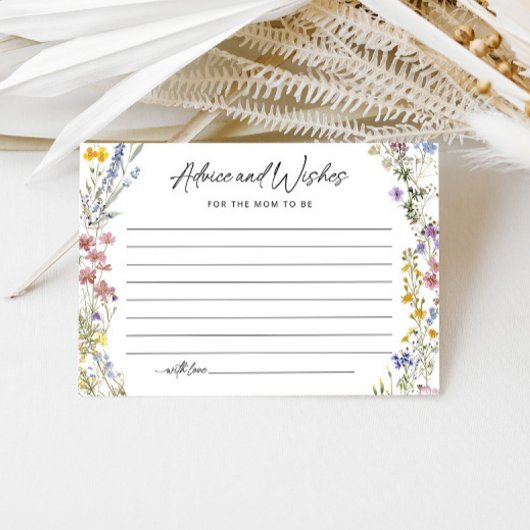 ワイルドフラワーのベビーの赤ちゃんシャワーアドバイスカードの願い エンクロージャーカード