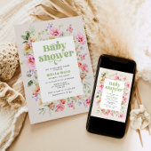 ワイルドフラワーのベビーガールシャワー 招待状