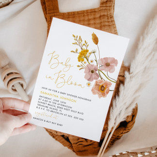 ワイルドフラワーのベビーシャワー、ベイビー・イン・ブルーム 招待状