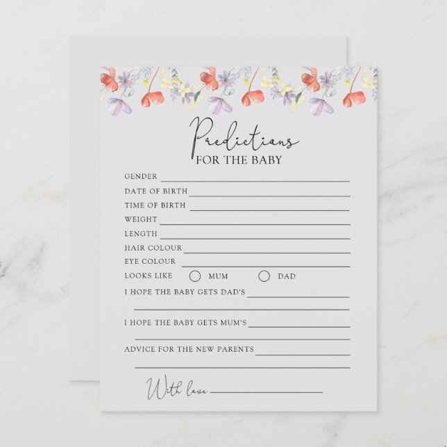 ワイルドフラワーのベビー予測 (正面/裏面)