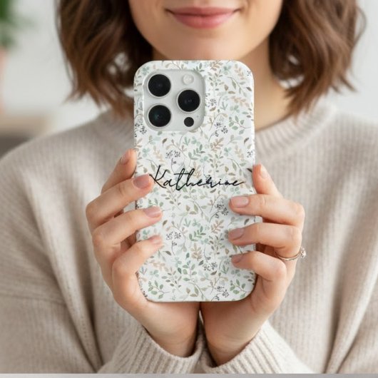 ワイルドフラワーのボヘミアン風ネーム iPhoneケース