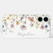 ワイルドフラワーのボホー水彩フラワー + お好きな名前 Case-Mate iPhoneケース (裏面 (横))