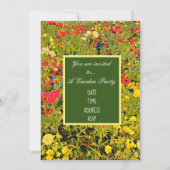 ワイルドフラワーのモダンなデザインのガーデンパーティー 招待状 (正面)