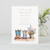 ワイルドフラワーのラスティック シック フォト ウェディング セーブ デート 招待状 (スタンド正面)