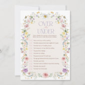 ワイルドフラワーの上または下のブライダルシャワーゲームカード 招待状 (正面)
