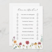 ワイルドフラワーの上または下のブライダルシャワーゲームカード 招待状 (正面/裏面)