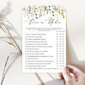 ワイルドフラワーの上または下のブライダルシャワーゲーム