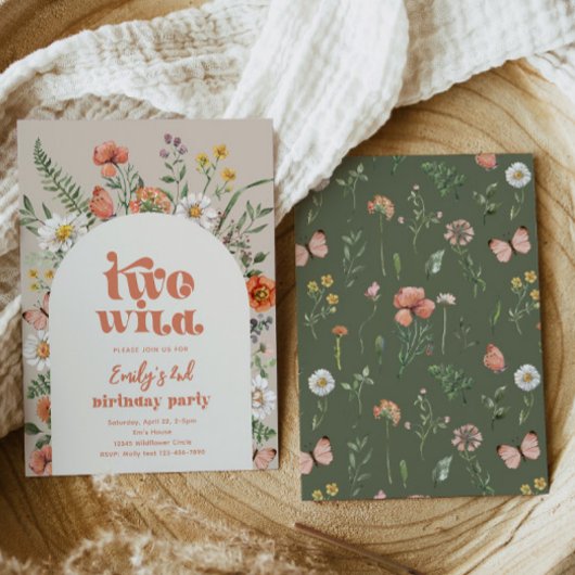 ワイルドフラワーの二番目の誕生日パーティーへの招待 招待状