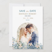 ワイルドフラワーの写真付き結婚式日程お知らせカード セーブザデート (正面)